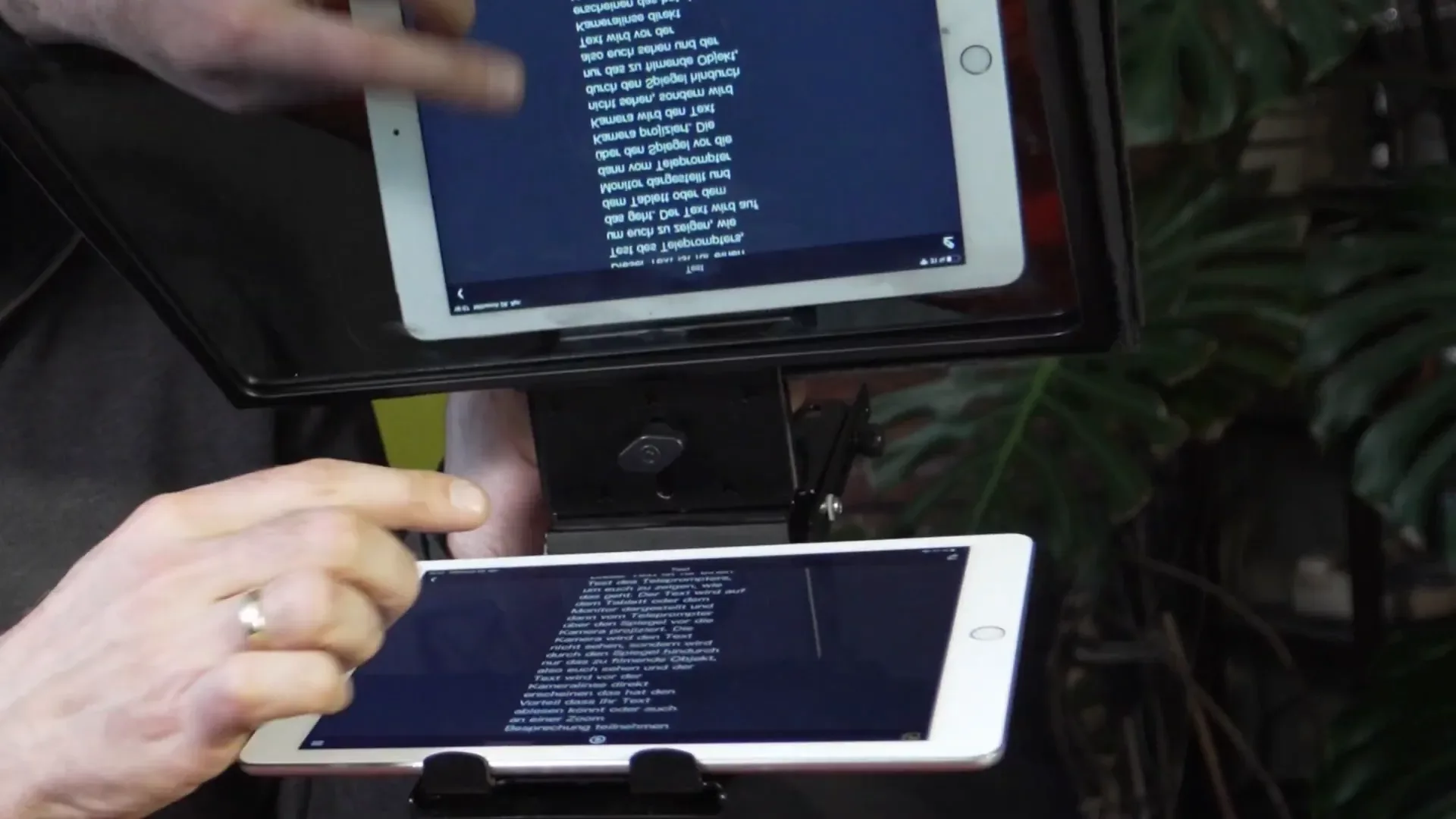 Demonstration der Textreflexion im Teleprompter